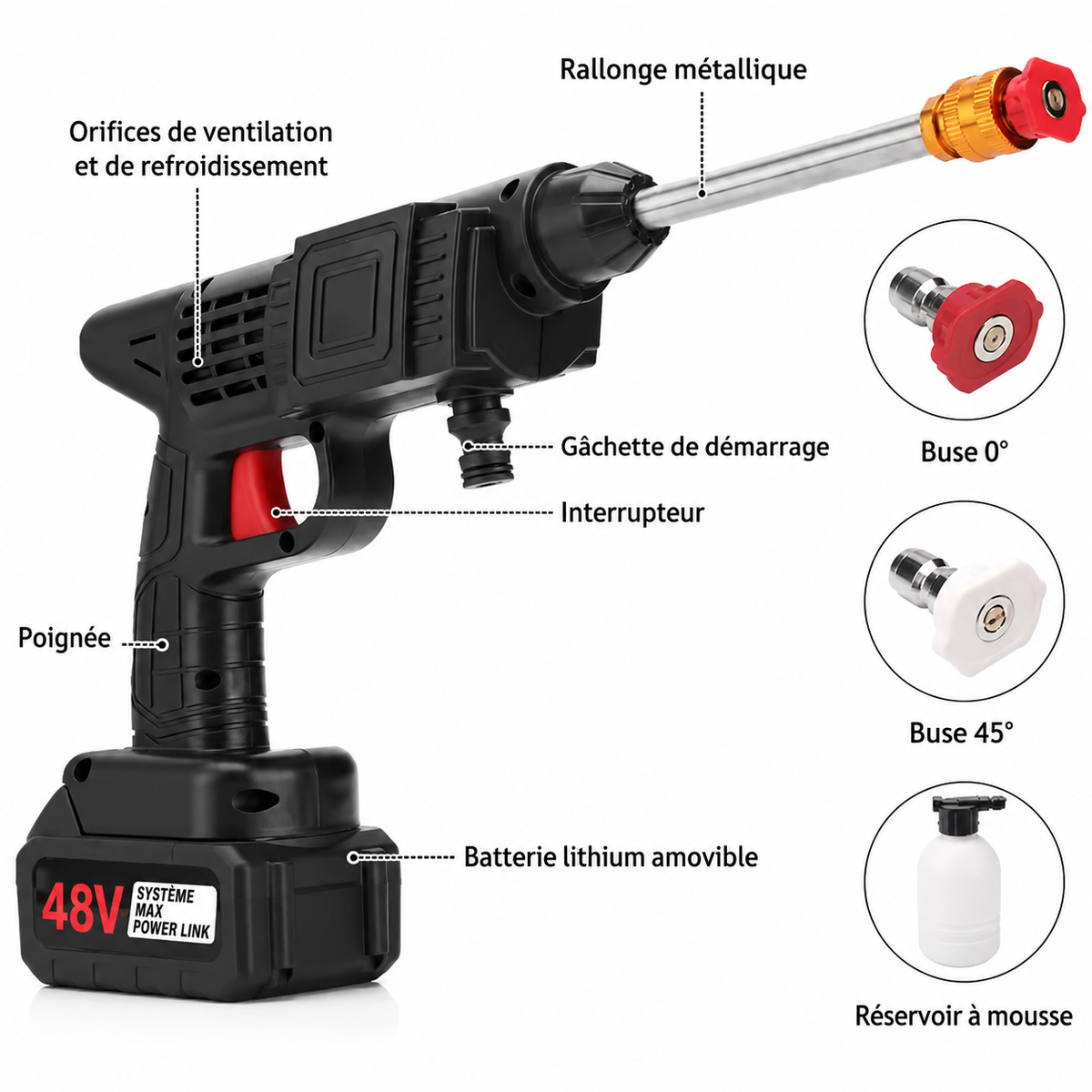 Pistolet de lavage haute pression sans fil