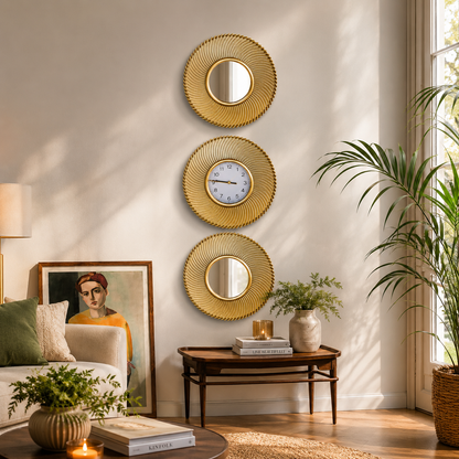 Horloge murale avec miroir décoratif