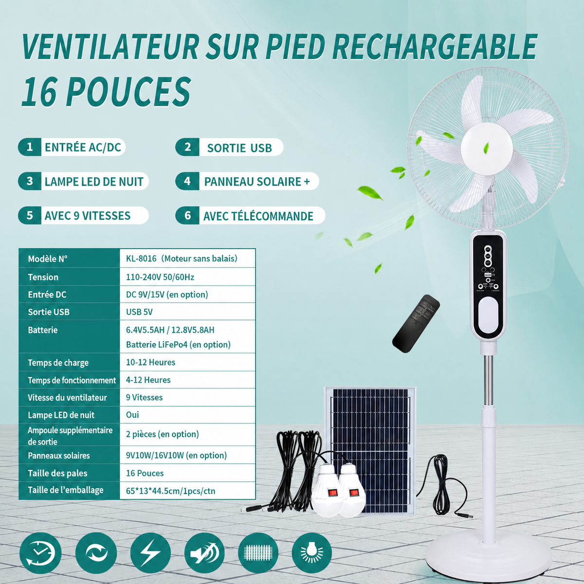 Ventilateur Solaire sur pied