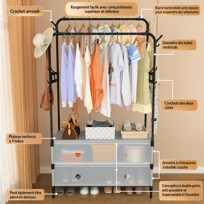 Penderie pour vêtements à double rangement