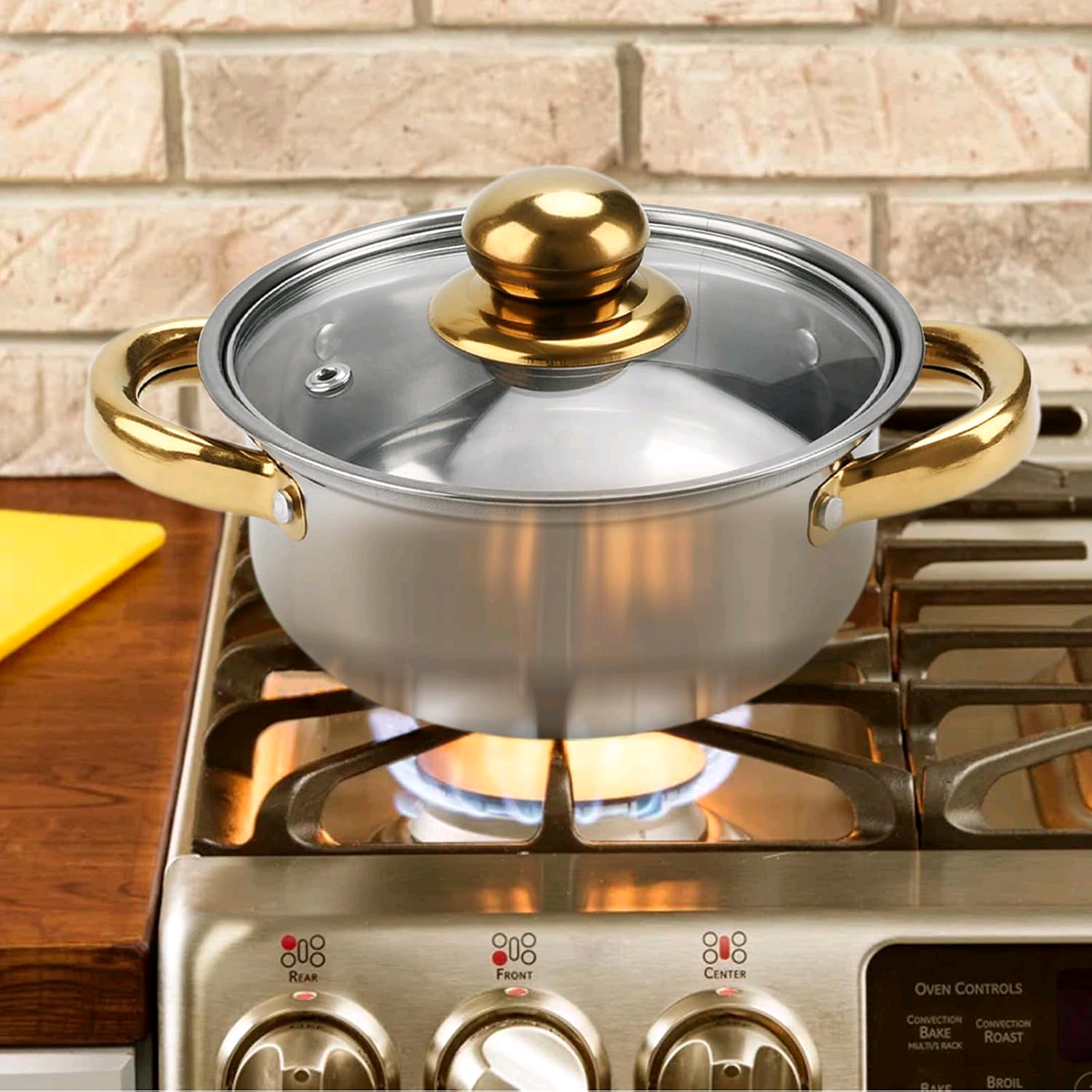 Casseroles inox dorées de 6 Pièces